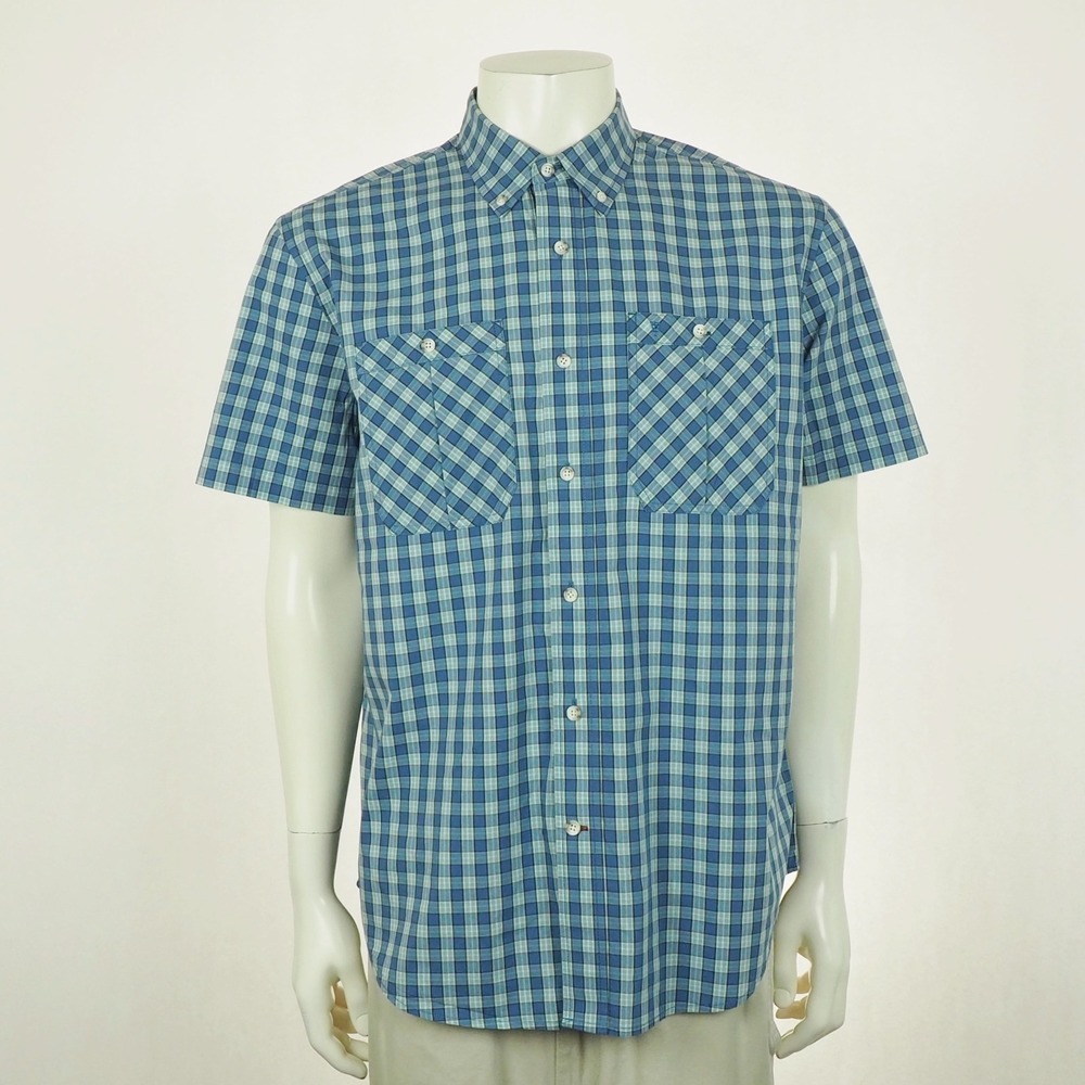 Tom Beckbe Tidewater Checkered Button Down Shirt Mens Large Blue Plaid Camp